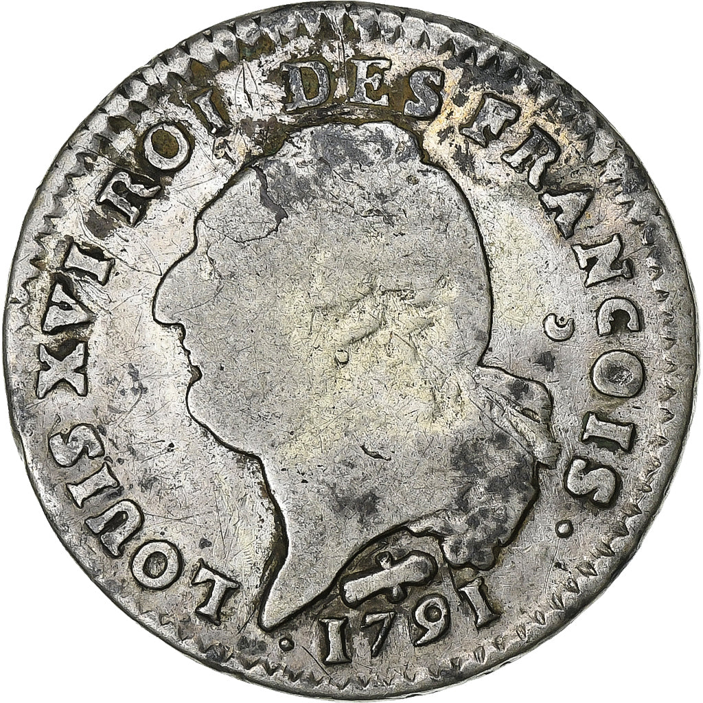 Frankrijk, Louis XVI, 15 sols françois, 1791 / AN 3, Perpignan, Zilver, FR