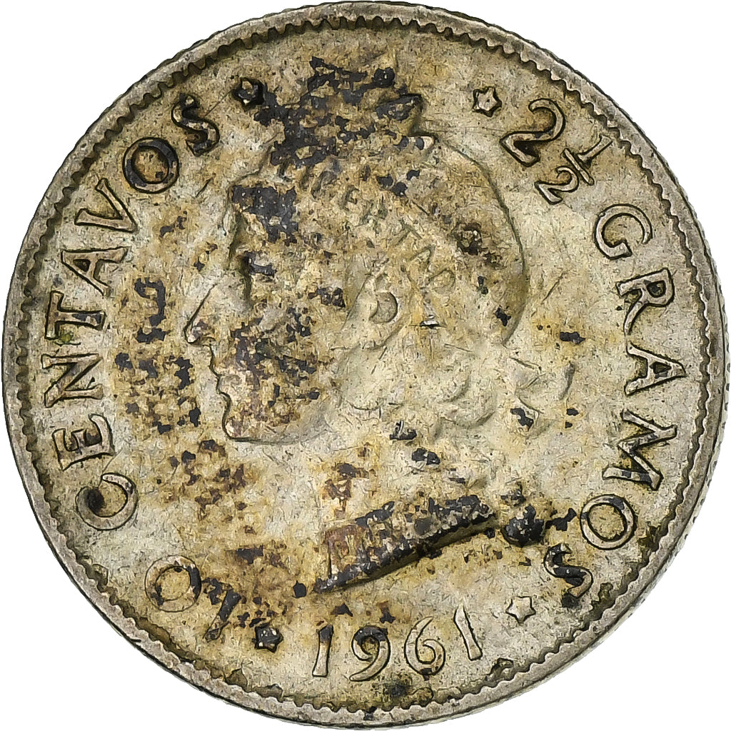 Dominican Republic, 10 Centavos, 1961, Bern, Silber, S+, KM:19