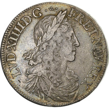 France, Louis XIV, 1/2 Écu au buste juvénile, 1660, Bordeaux, Argent, TB+