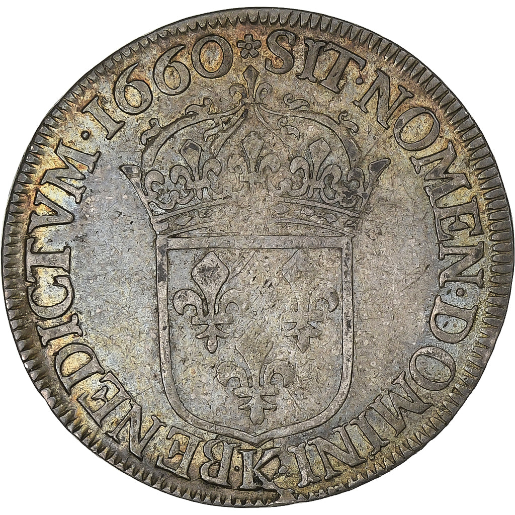 France, Louis XIV, 1/2 Écu au buste juvénile, 1660, Bordeaux, Argent, TB+