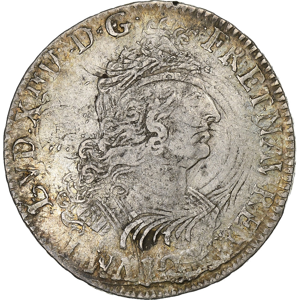 France, Louis XIV, 1/2 Ecu aux insignes, 1702, Limoges, reformed, Silver