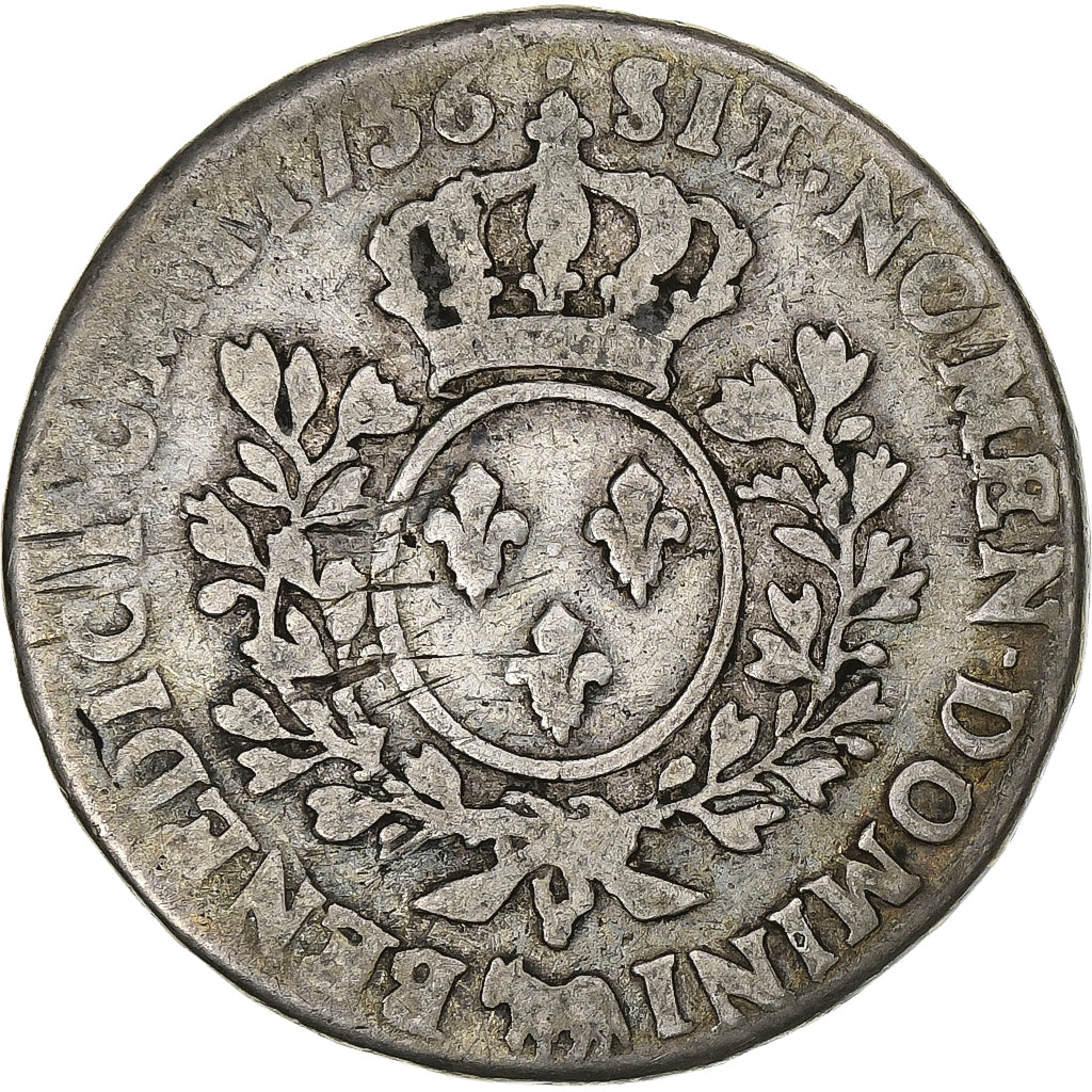 Francja, Louis XV, 1/2 Ecu de Béarn au bandeau, 1756, Pau, Srebro, F(12-15)