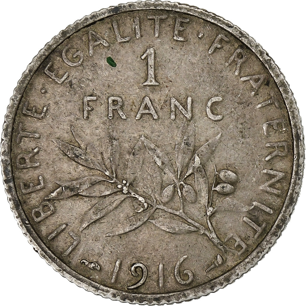 France, 1 Franc, Semeuse, 1916, Paris, Silver, VF(30-35), Gadoury:467