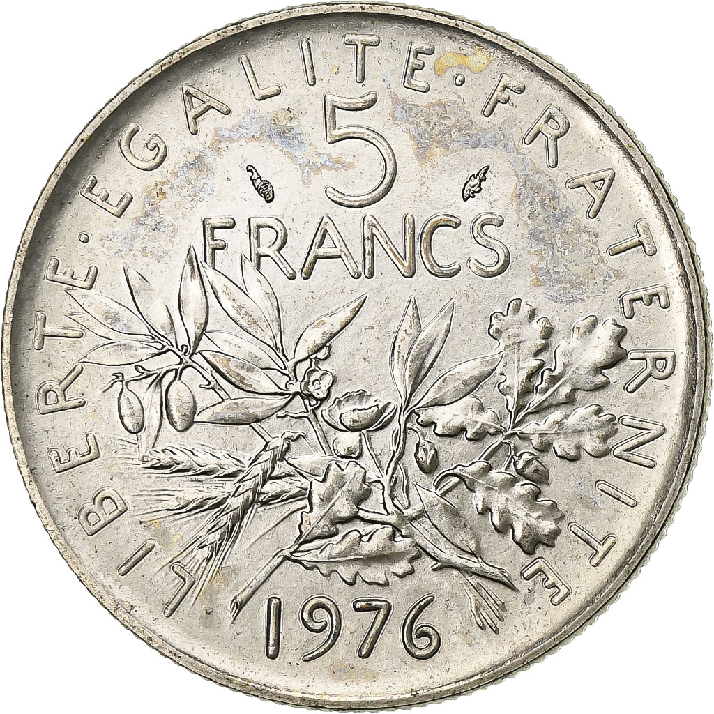 Frankreich, 5 Francs, Semeuse, 1976, MDP, série FDC, Cupronickel, STGL