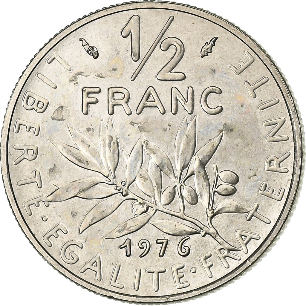 Frankrijk, 1/2 Franc, Semeuse, 1976, MDP, série FDC, Nickel, FDC