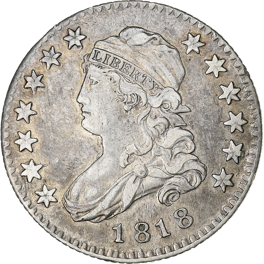 United States, 25 Cents, Liberty Cap, 1818, Philadelphia, Silver, EF(40-45)