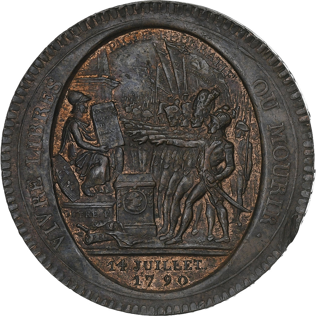 Frankreich, Monneron de 5 Sols, Au serment, 1792 / AN 4, Birmingham, Kupfer, VZ