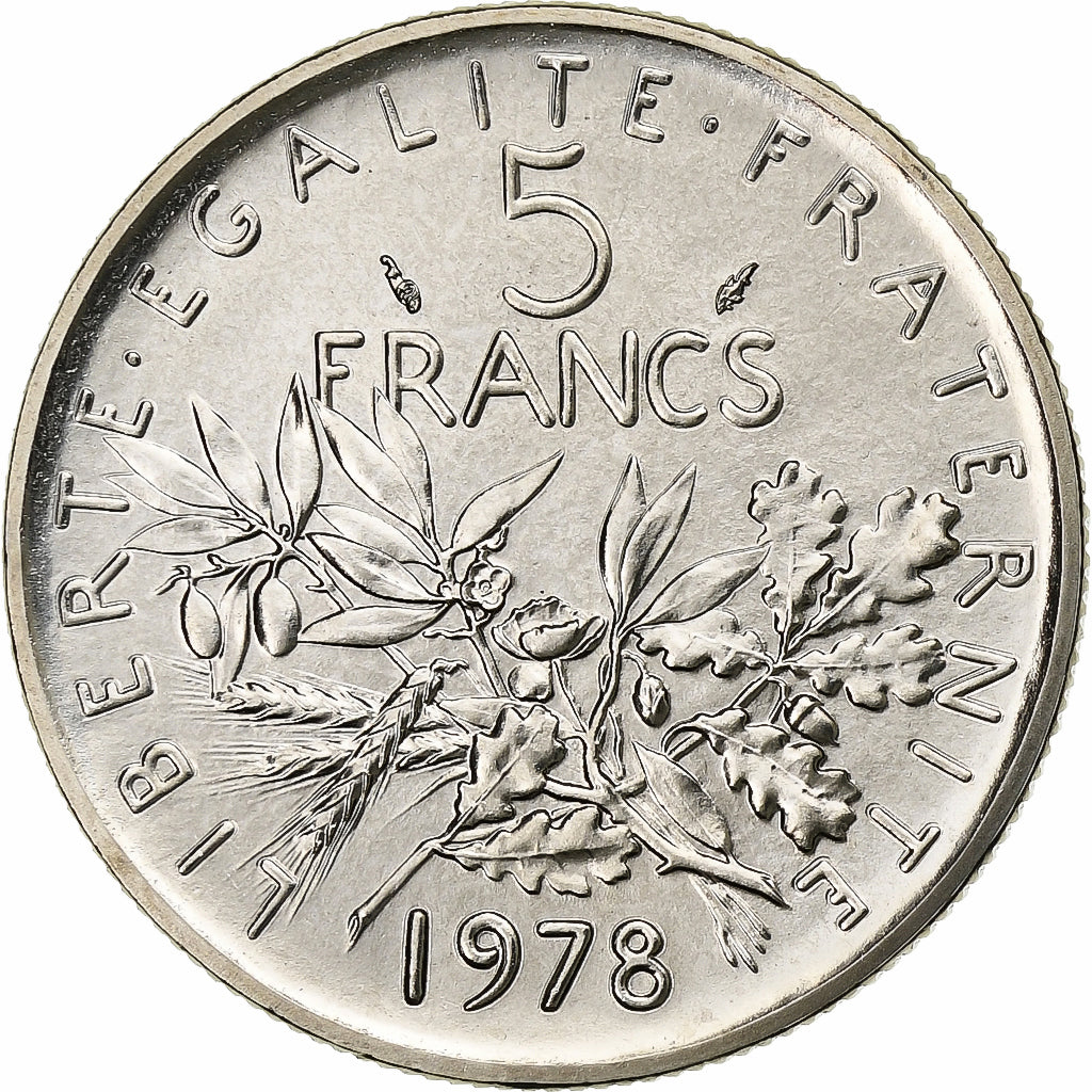 França, 5 Francs, Semeuse, 1978, MDP, série FDC, Cupronickel, MS(65-70)
