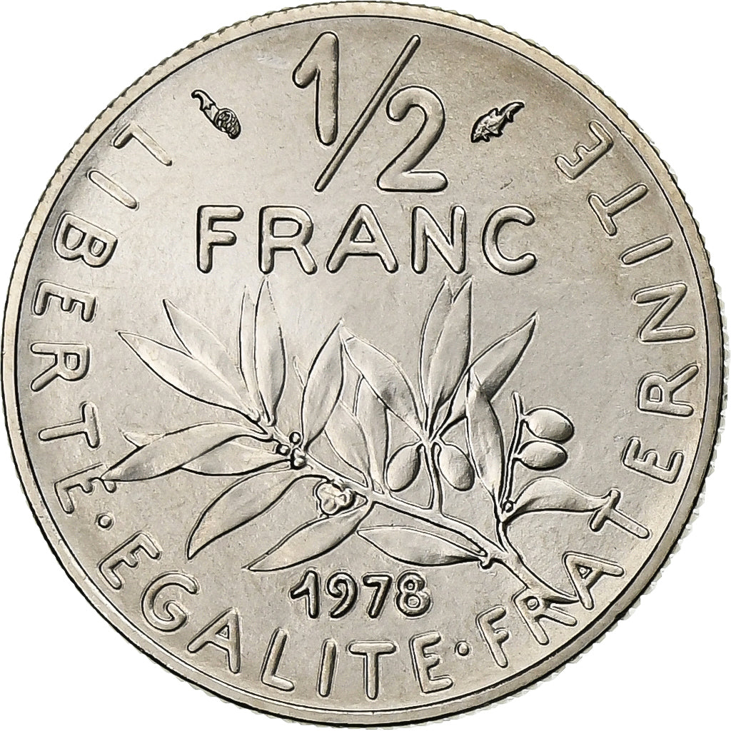 Frankreich, 1/2 Franc, Semeuse, 1978, MDP, série FDC, Nickel, STGL