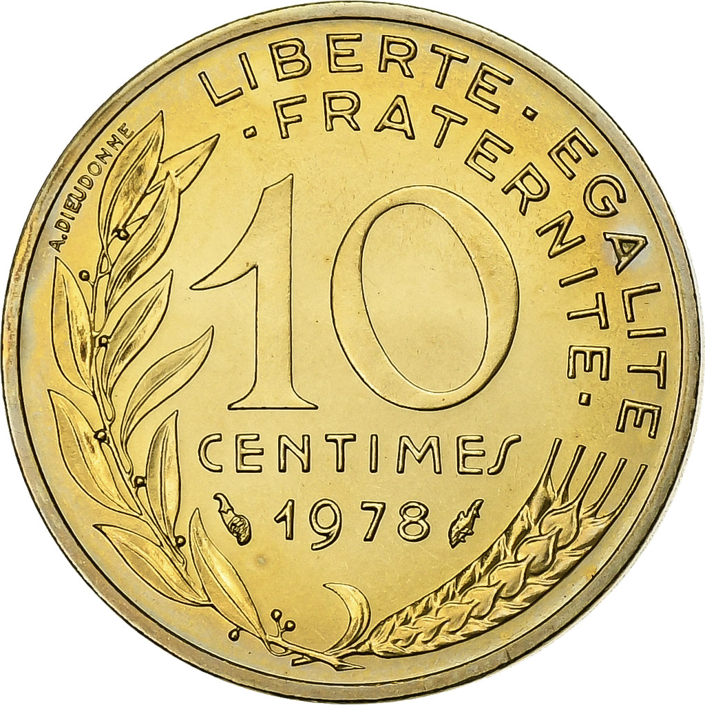 Frankrijk, 10 Centimes, Marianne, 1978, MDP, série FDC, Bronze-Aluminium, FDC