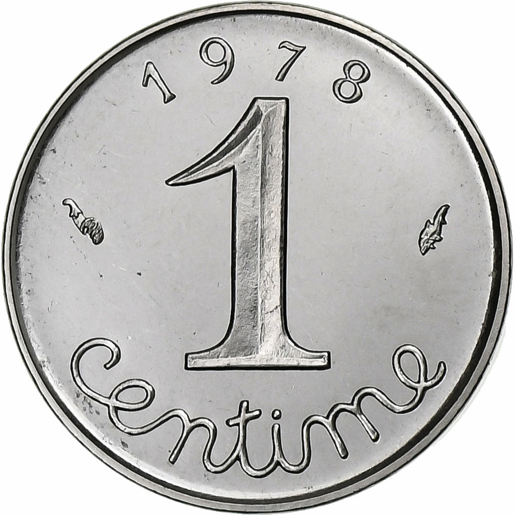 Francja, 1 Centime, Épi, 1978, MDP, série FDC, Stal nierdzewna, MS(65-70)