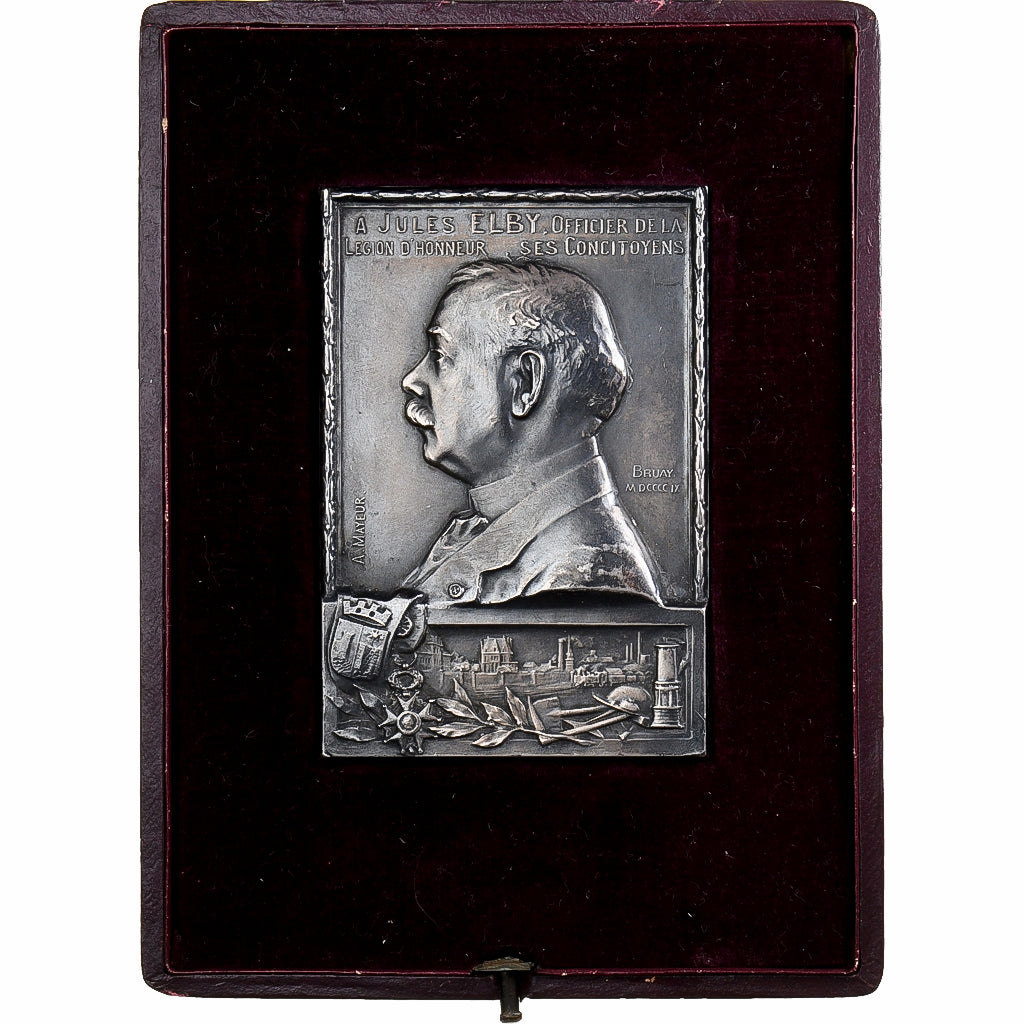 Francia, medalla, Jules Elby, Bruay, 1909, Plata, Mayeur, EBC
