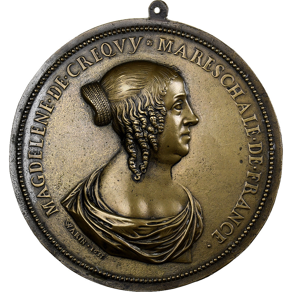 France, Medal, Madeleine de Blanchefort Créquy, 1651, Brass, D'après Warin
