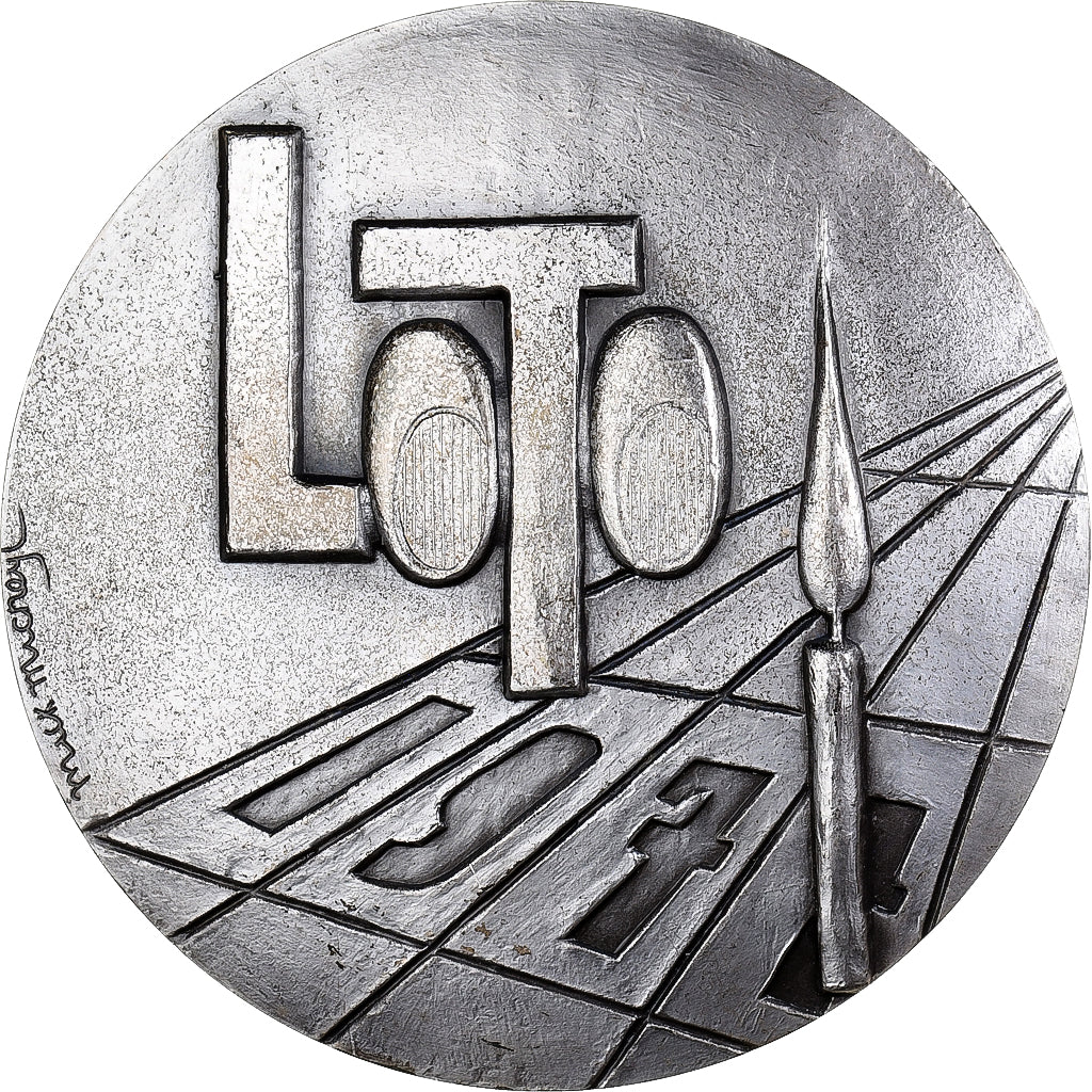 France, Medal, Loto, 1977, MDP, Silvered copper, Micheyl M., AU(55-58)