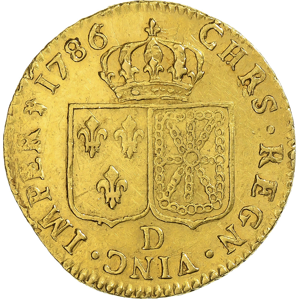 France, Louis XVI, Louis d'or à la tête nue, 1786, Lyon, Gold, AU(50-53)