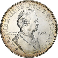 Mónaco, Rainier III, 50 Francs, 1974, MDP, Prata, MS(60-62), KM:152