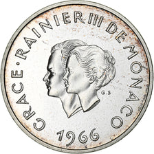 Monaco, Rainier III, 10 Francs, 10th Wedding Anniversary, 1966, MDP, Argento