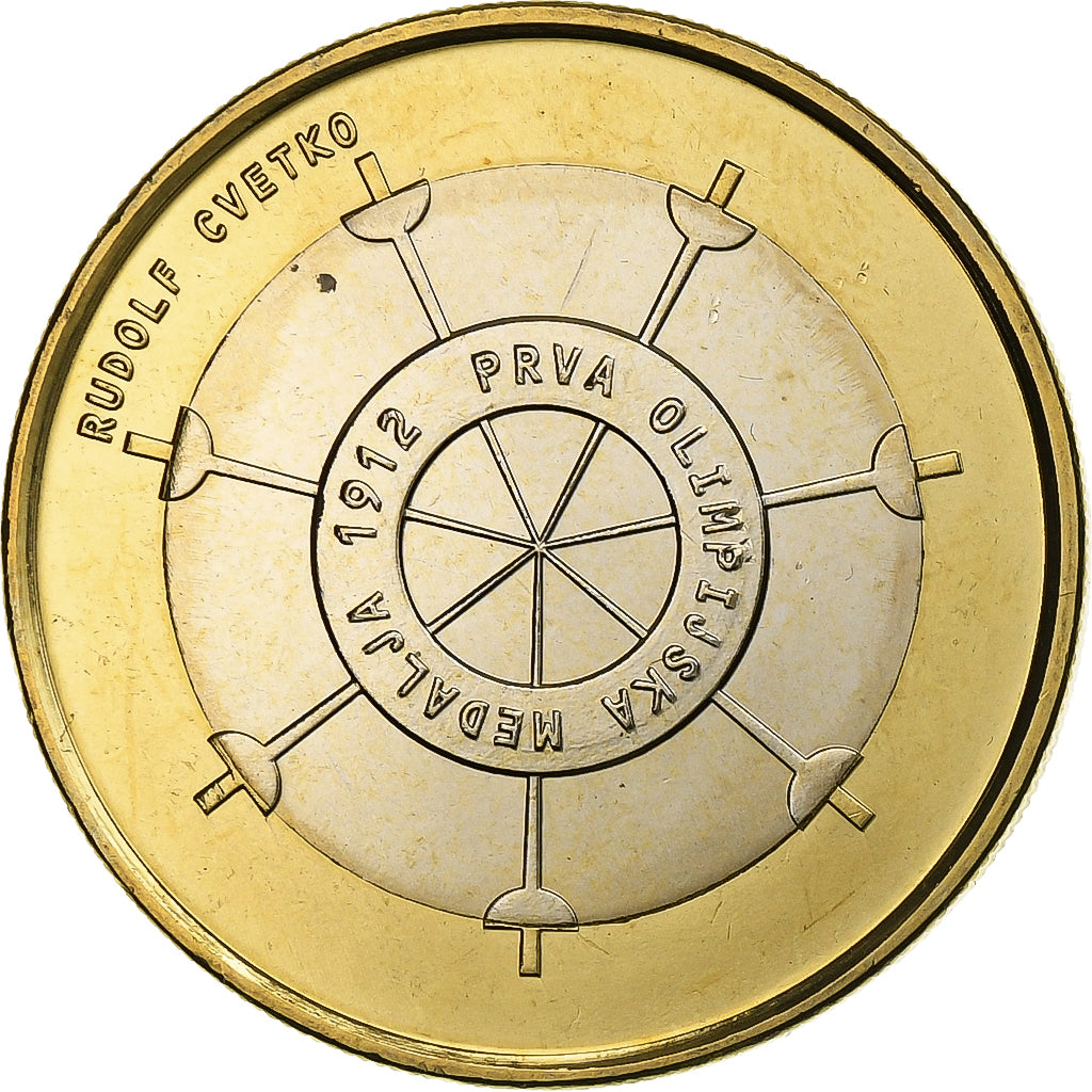 Eslovénia, 3 Euro, 1st Slovene Olympic medalist, 2012, Kremnica, Bimetálico