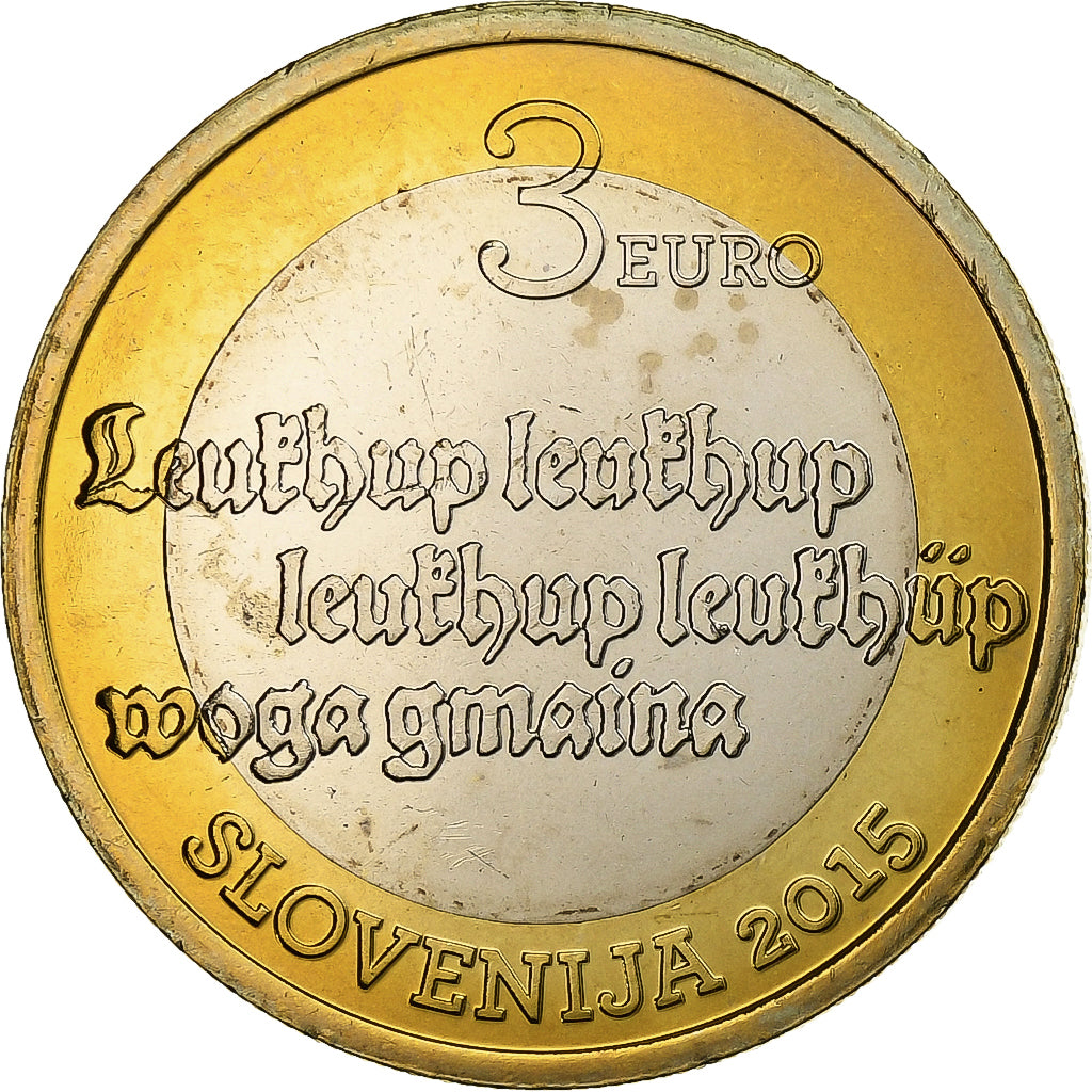 Slovenia, 3 Euro, Stara Prauda, 2015, Kremnica, Bi-Metallic, MS(60-62)