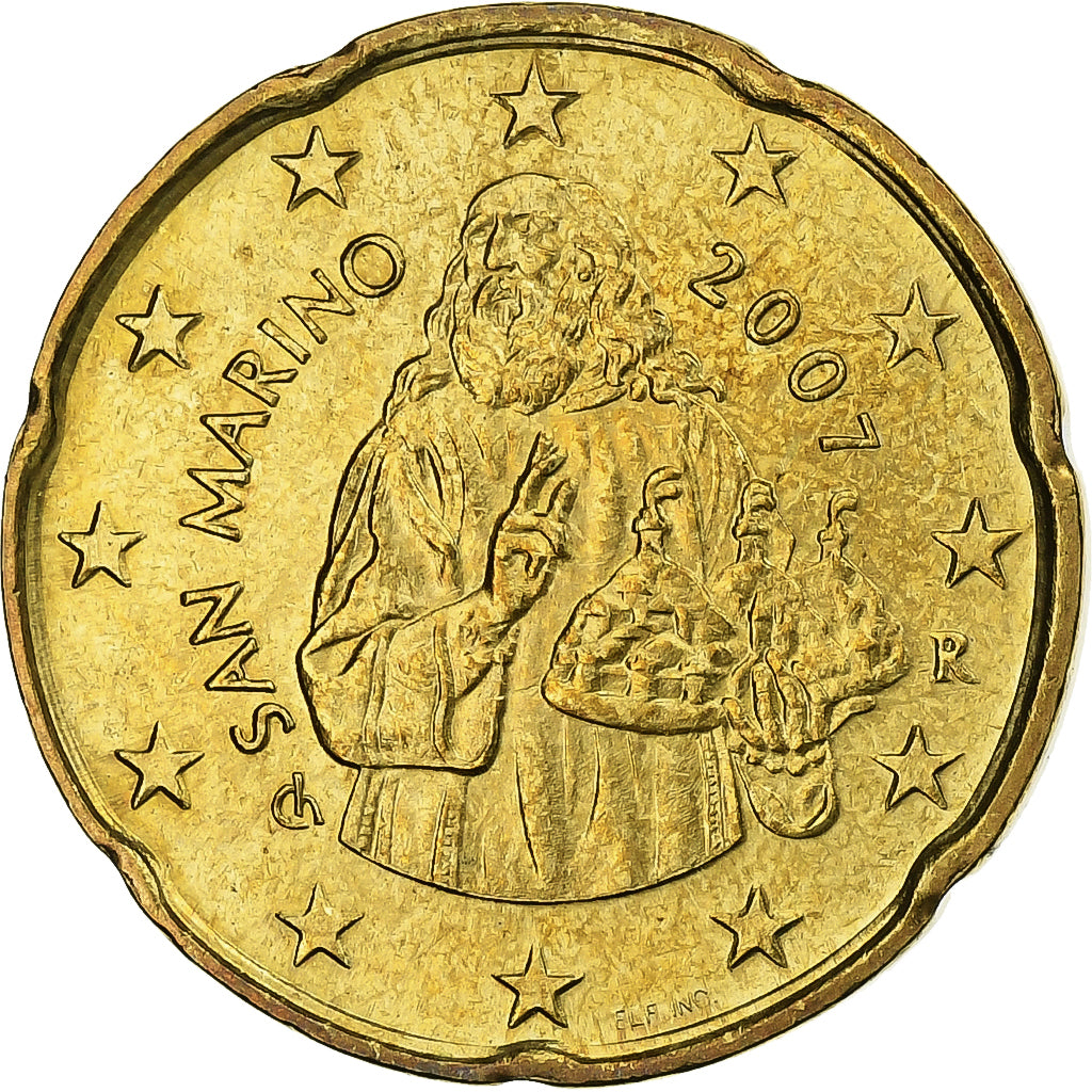 San Marino, 20 Centimes, 2007, Rome, Nordic gold, SPL