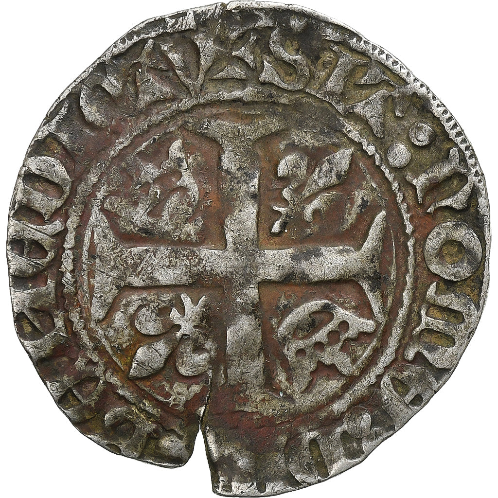 France, Charles VI, Blanc Guénar, 1380-1422, Billon, VF(20-25), Duplessy:377