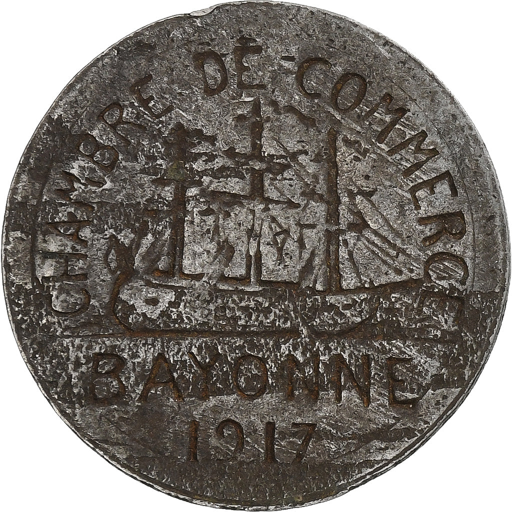 Francia, Chambre de Commerce de Bayonne, 10 Centimes, 1917, MB, Ferro