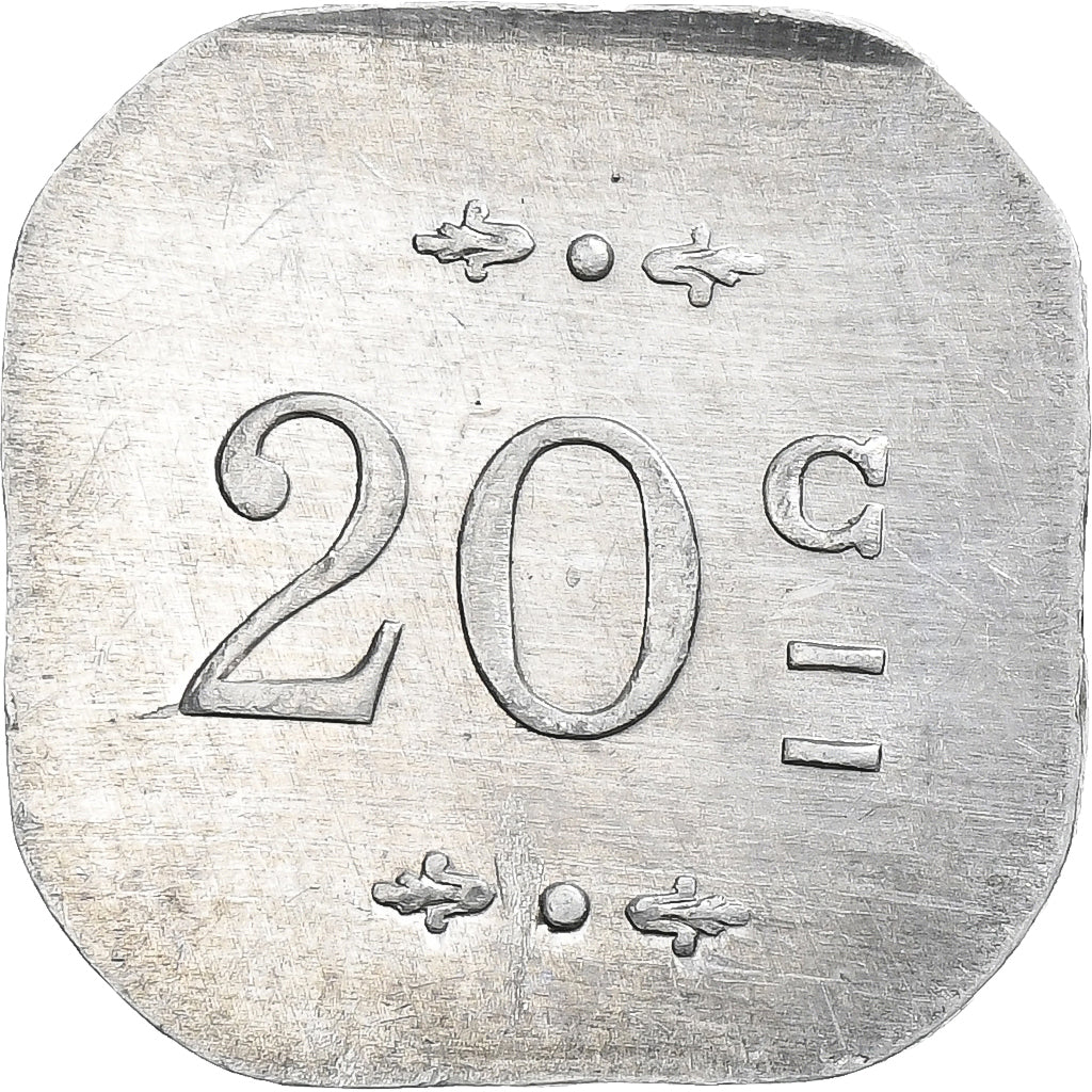 Francja, Bourg-en-Bresse, 20 Centimes, 1918, AU(55-58), Aluminium