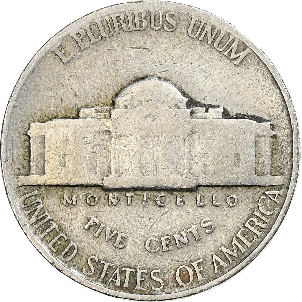 United States, 5 Cents, Jefferson, 1938, Philadelphia, Copper-nickel, VF(20-25)