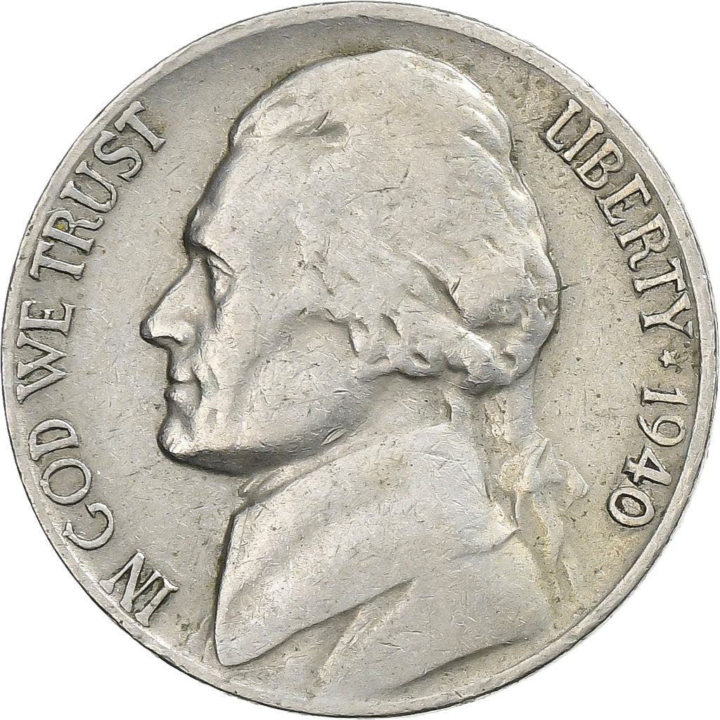 Verenigde Staten, 5 Cents, Jefferson, 1940, San Francisco, Cupro-nikkel, FR+