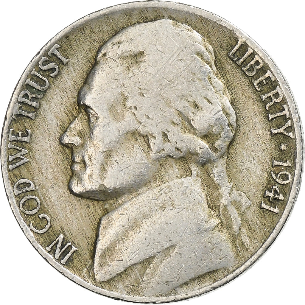 Estados Unidos, 5 Cents, Jefferson, 1941, Philadelphia, Cobre - níquel, BC+