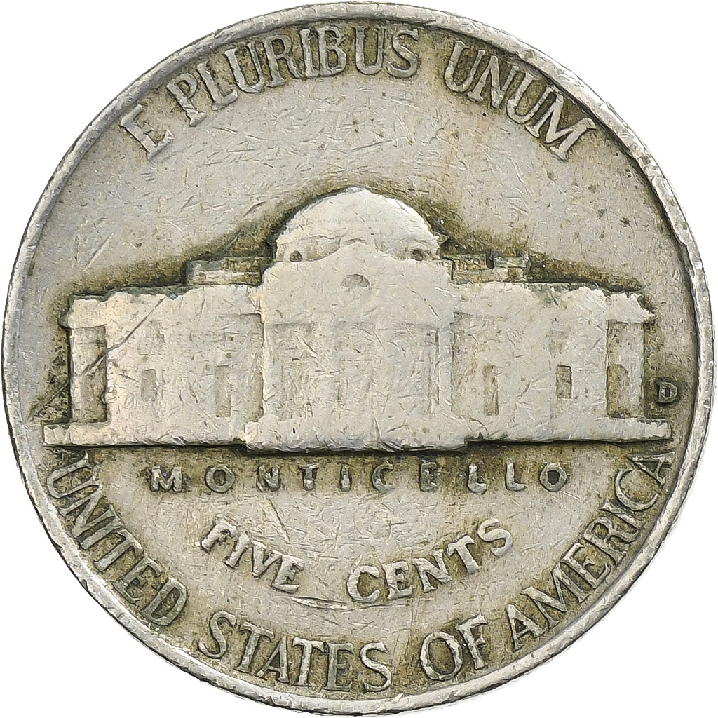 United States, 5 Cents, Jefferson, 1942, Denver, Copper-nickel, VF(20-25)