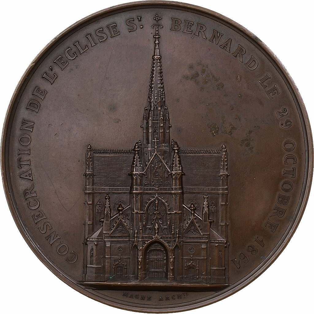 Francia, medaglia, Napoléon III, Consécration de l'Église St-Bernard, 1861