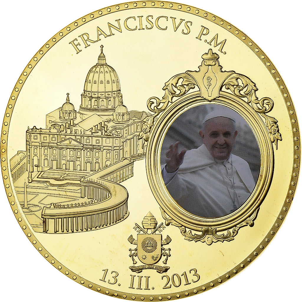 Vatican, Medal, Pope Francis I, 2013, Copper Gilt, Proof, Colorized, MS(63)