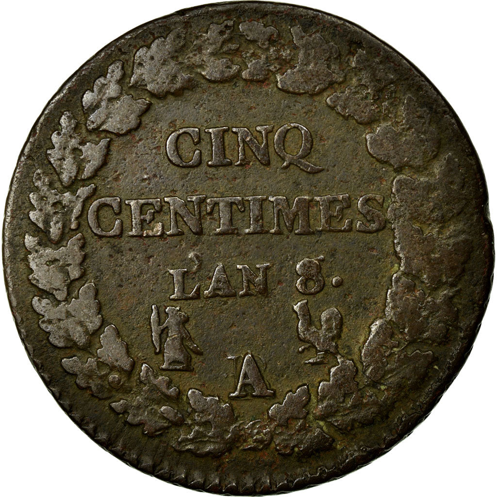 Coin, France, 5 Centimes, 1800, Paris, F(12-15), Bronze, Gadoury:126a