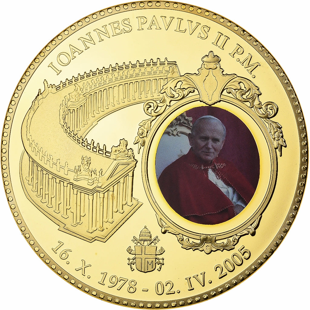 Vatikan, Medaille, Pape Jean Paul II, 2011, Copper Gilt, Proof, Colorized, STGL