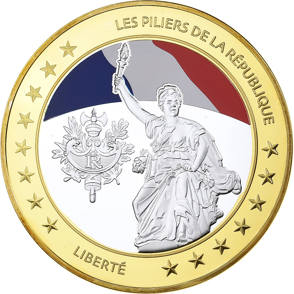 Francia, medaglia, Les Piliers de la république, Liberté, 2010, Rame dorato