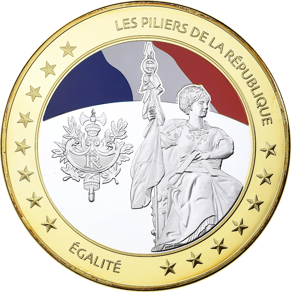 Francia, medaglia, Les Piliers de la République, Egalité, 2010, Rame dorato