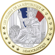 Francia, medalla, Les Piliers de la République, Démocratique, 2010, Copper