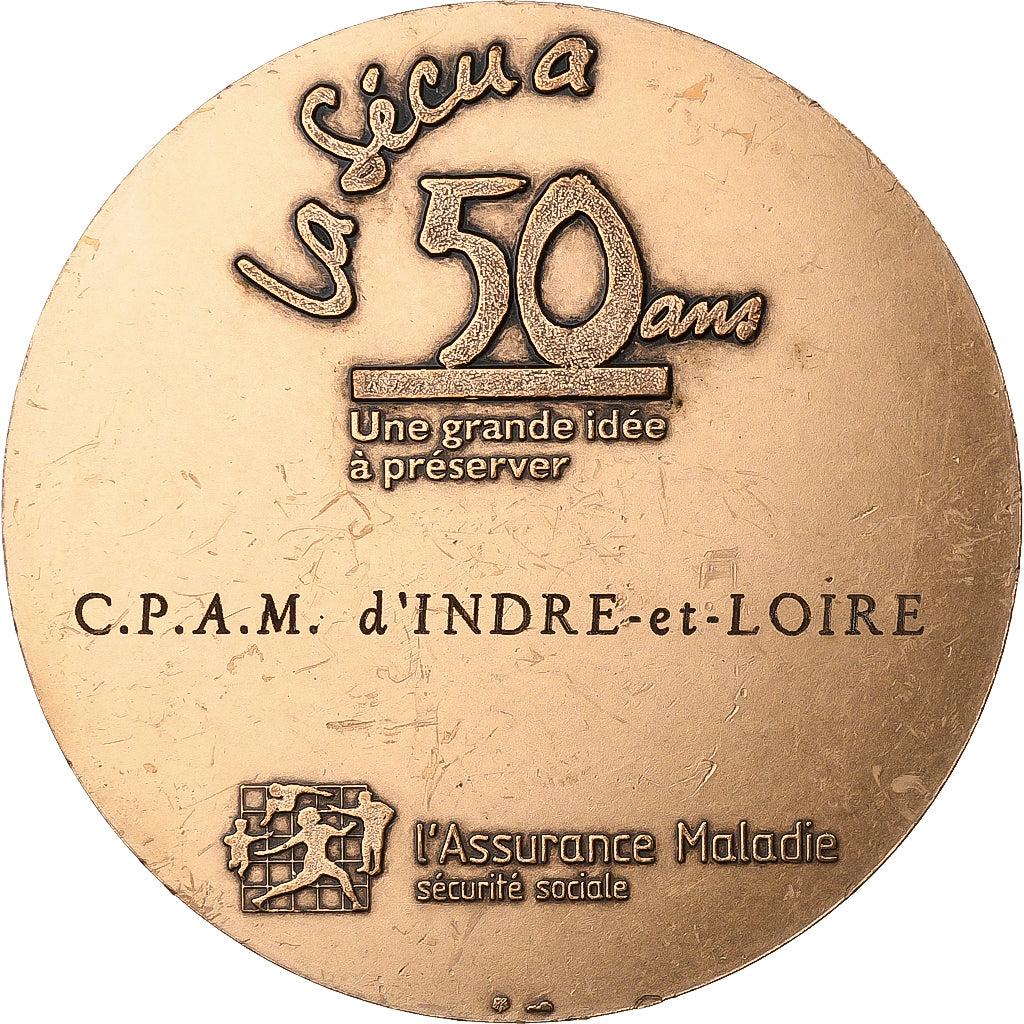 Francia, medaglia, 50 ans de la Sécurité sociale, 1995, Bronzo, BB+