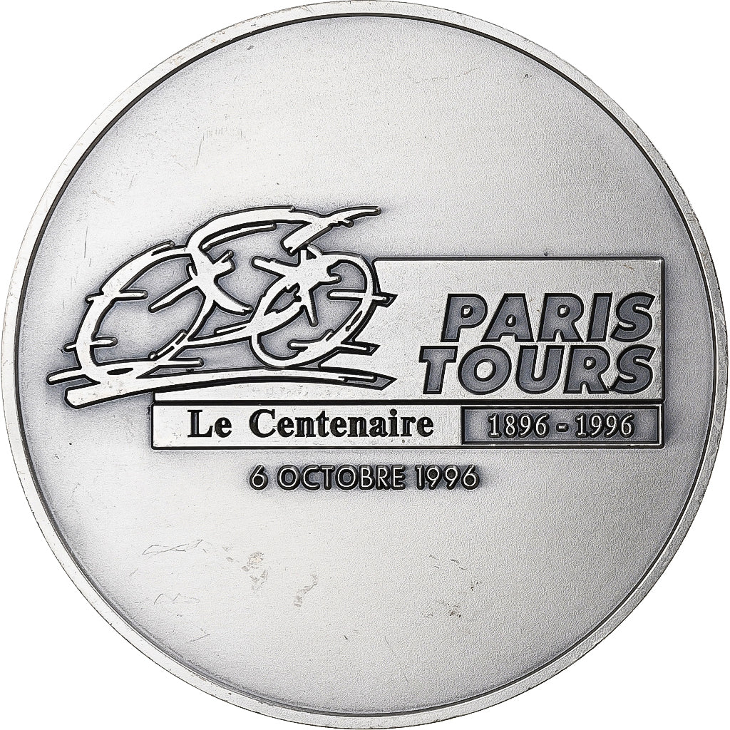 France, Médaille, 100 ans du Paris-Tours, 1996, Bronze argenté, SUP