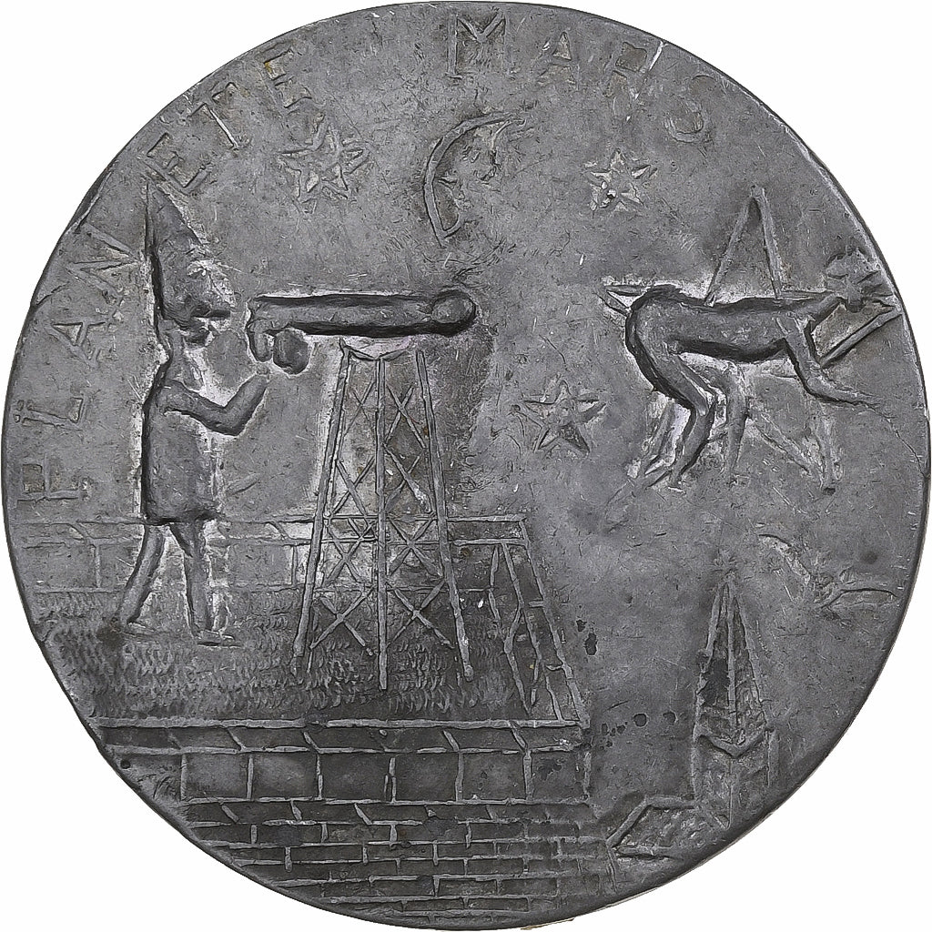 France, Jeton érotique, Planète Mars, 1929, Fer, TB, Satirique