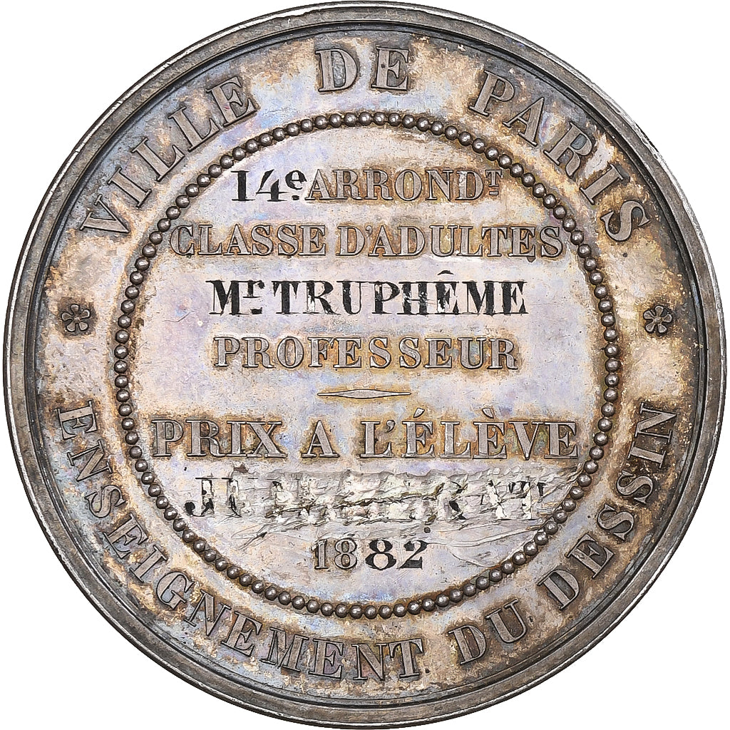 Frankreich, Medaille, Ville de Paris, Enseignement du Dessin, 1882, Silber