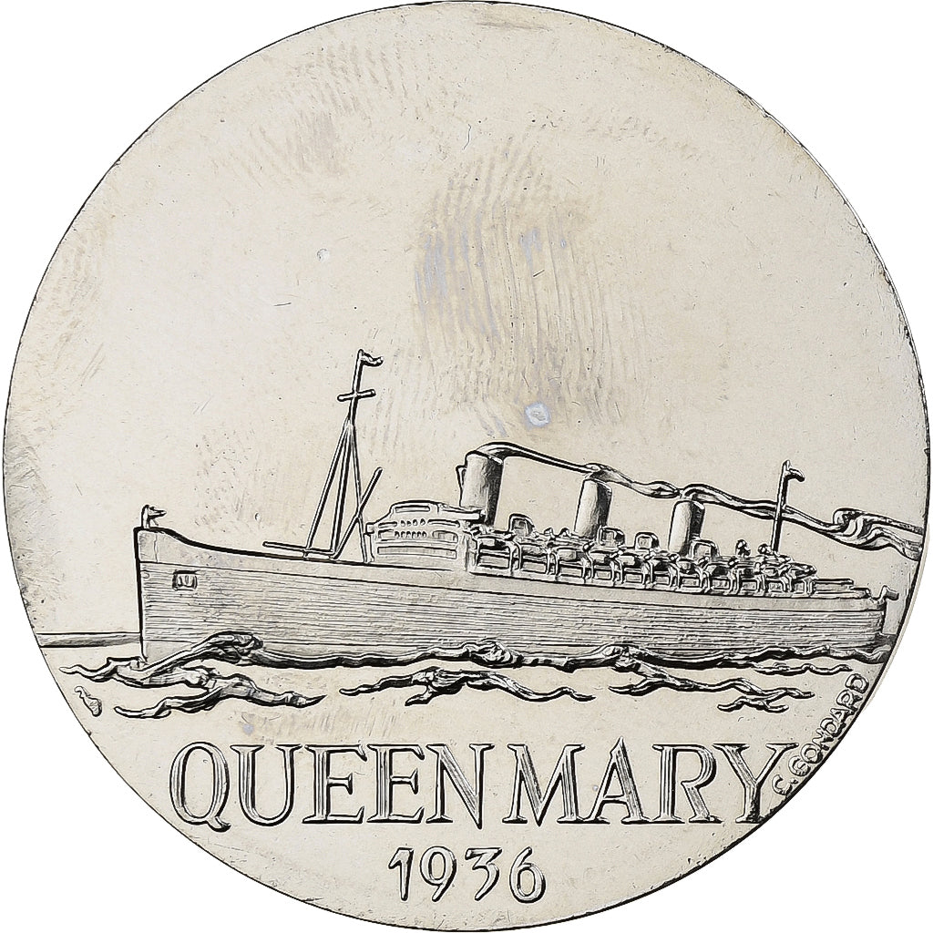 France, Medal, Les Grands Transatlantiques, Queen Mary, Copper-nickel, C.