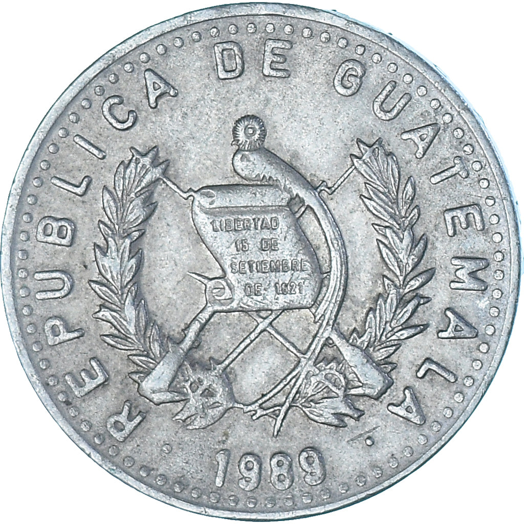 Coin, Guatemala, 25 Centavos, 1989