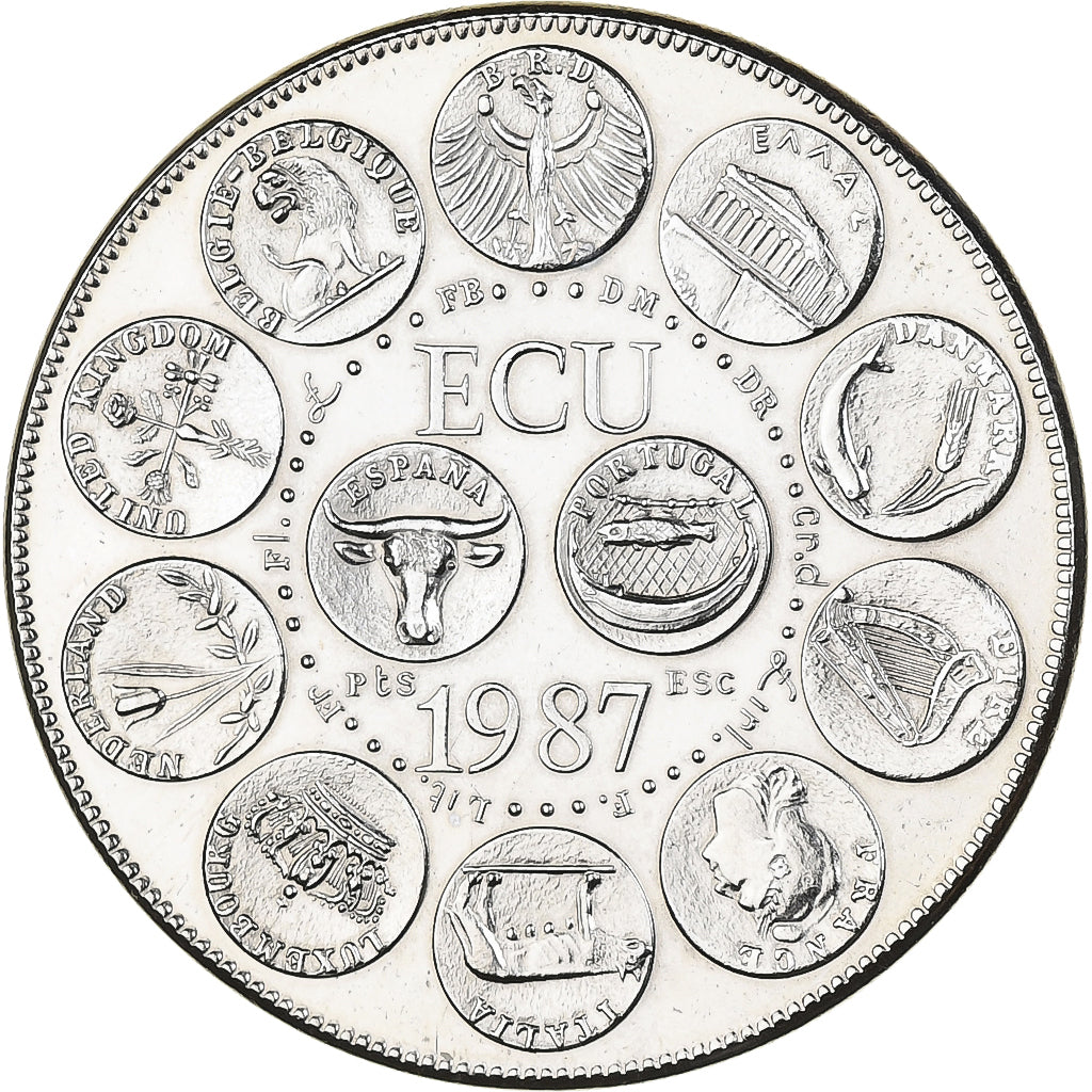 França, medalha, Ecu Europa, 1987, MDP, Cobre-níquel, Rodier, MS(65-70)