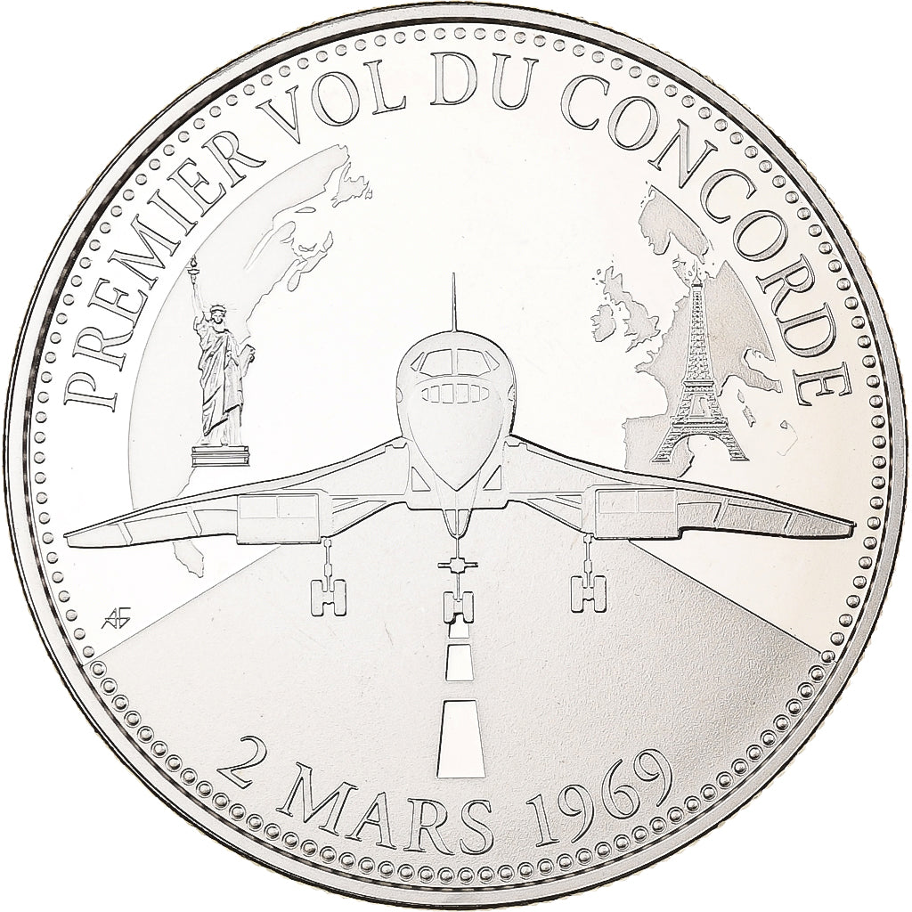 France, Médaille, Premier Vol du Concorde, Utrecht, Cupro-nickel, FDC
