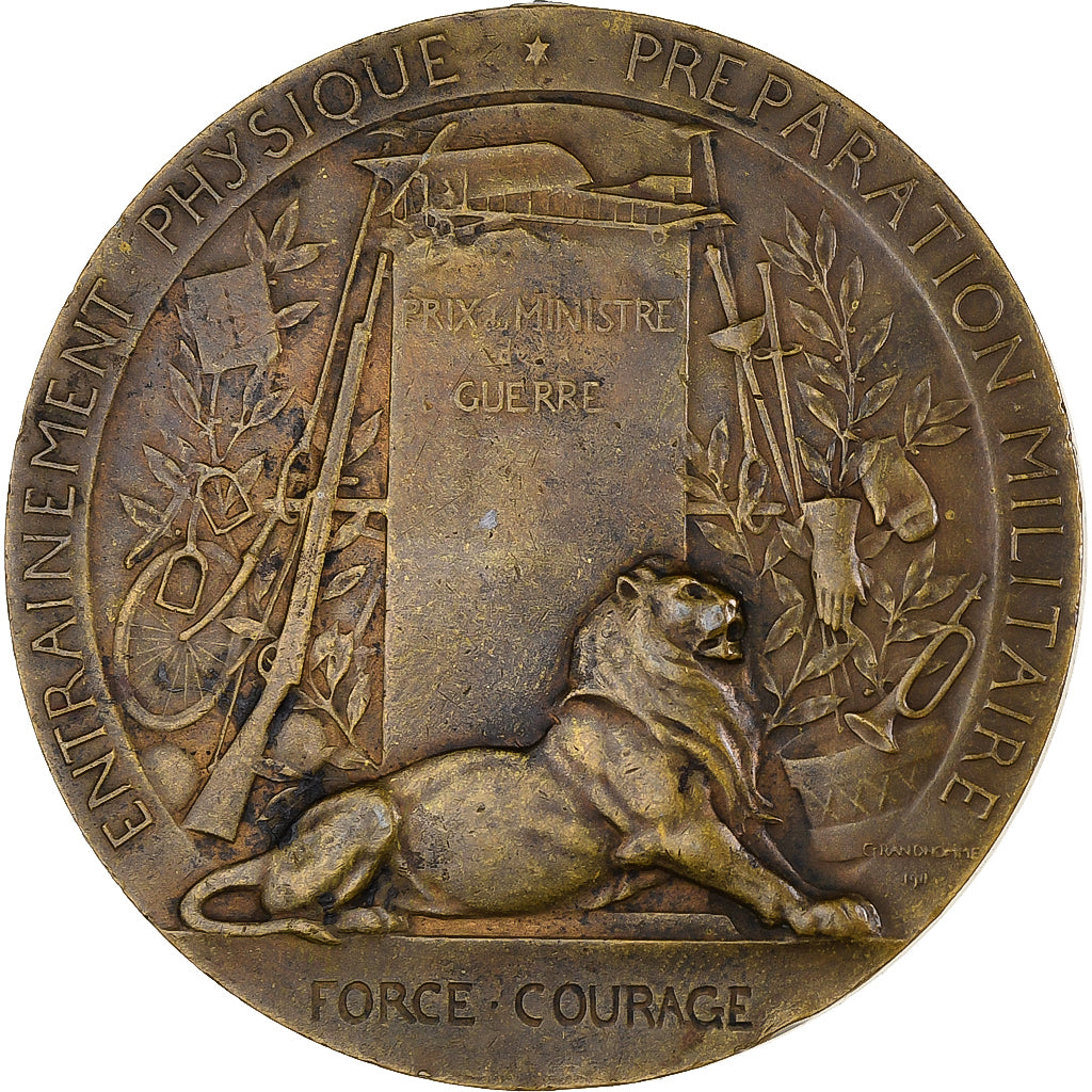 France, Médaille, Préparation Militaire, 1911, MDP, Bronze, SUP, Grandhomme