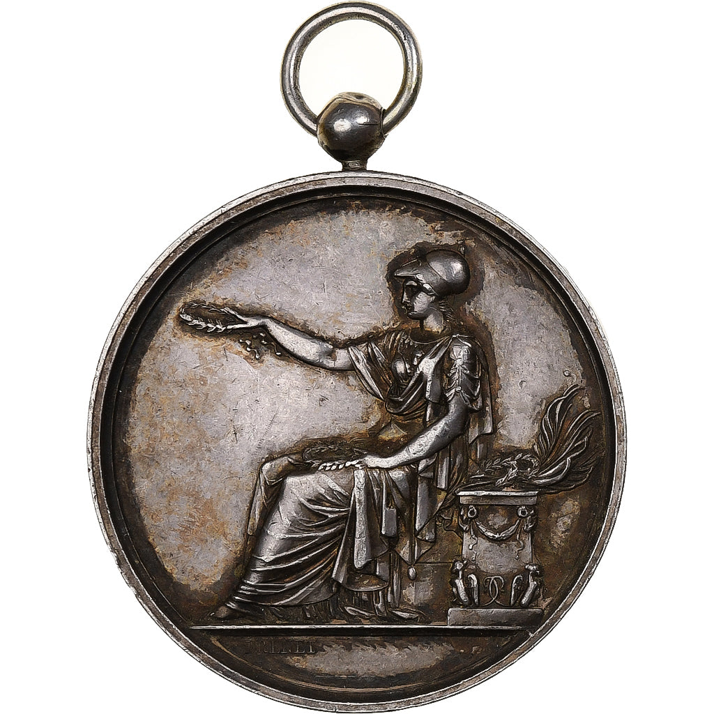 France, Medal, Troyes, 1er Prix de dessin, 1827, Silver, Brenet, AU(50-53)