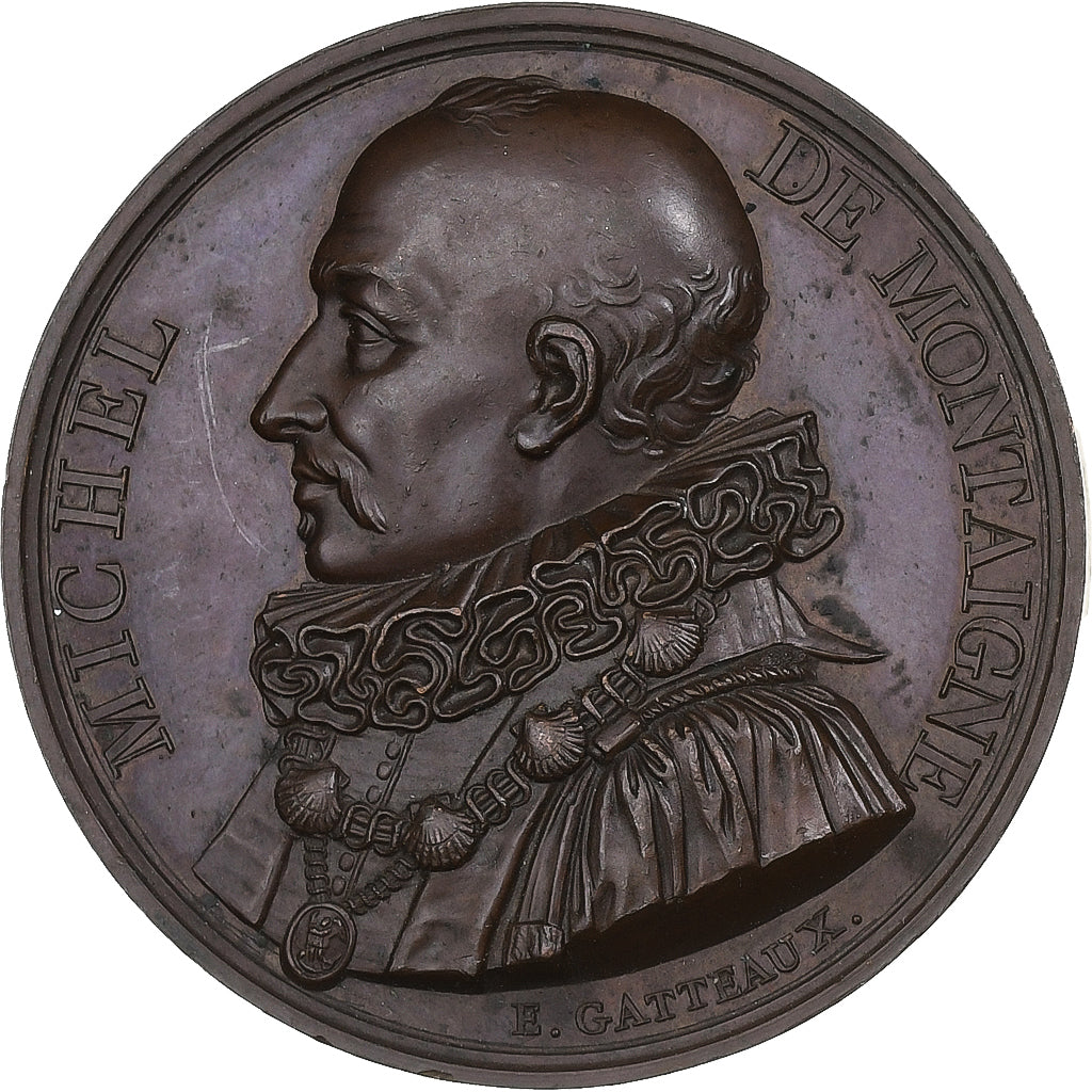 França, medalha, Michel de Montaigne, 1817, Bronze, Gatteaux, AU(55-58)