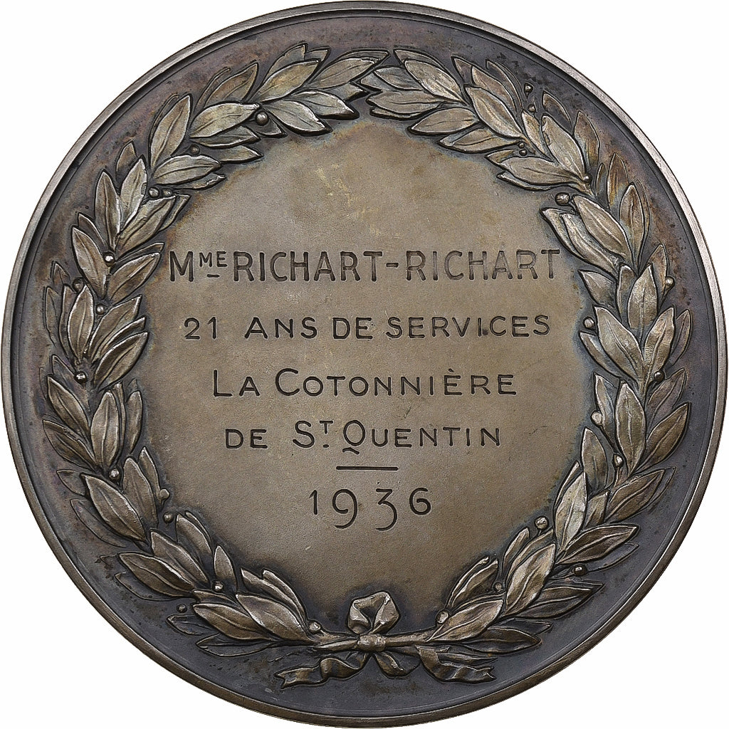 Frankrijk, Medaille, La Cotonnière de Saint-Quentin, 1936, Zilver, Borrel, PR